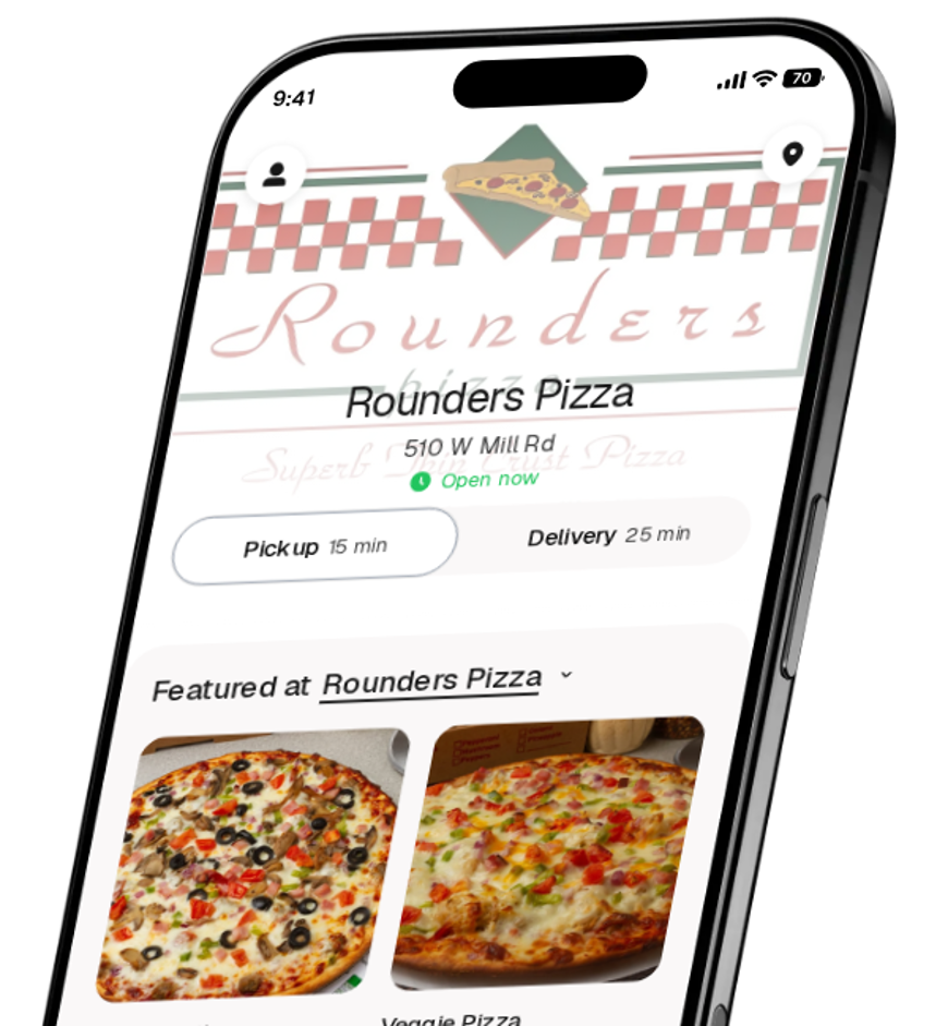 Rounders Pizza app preview