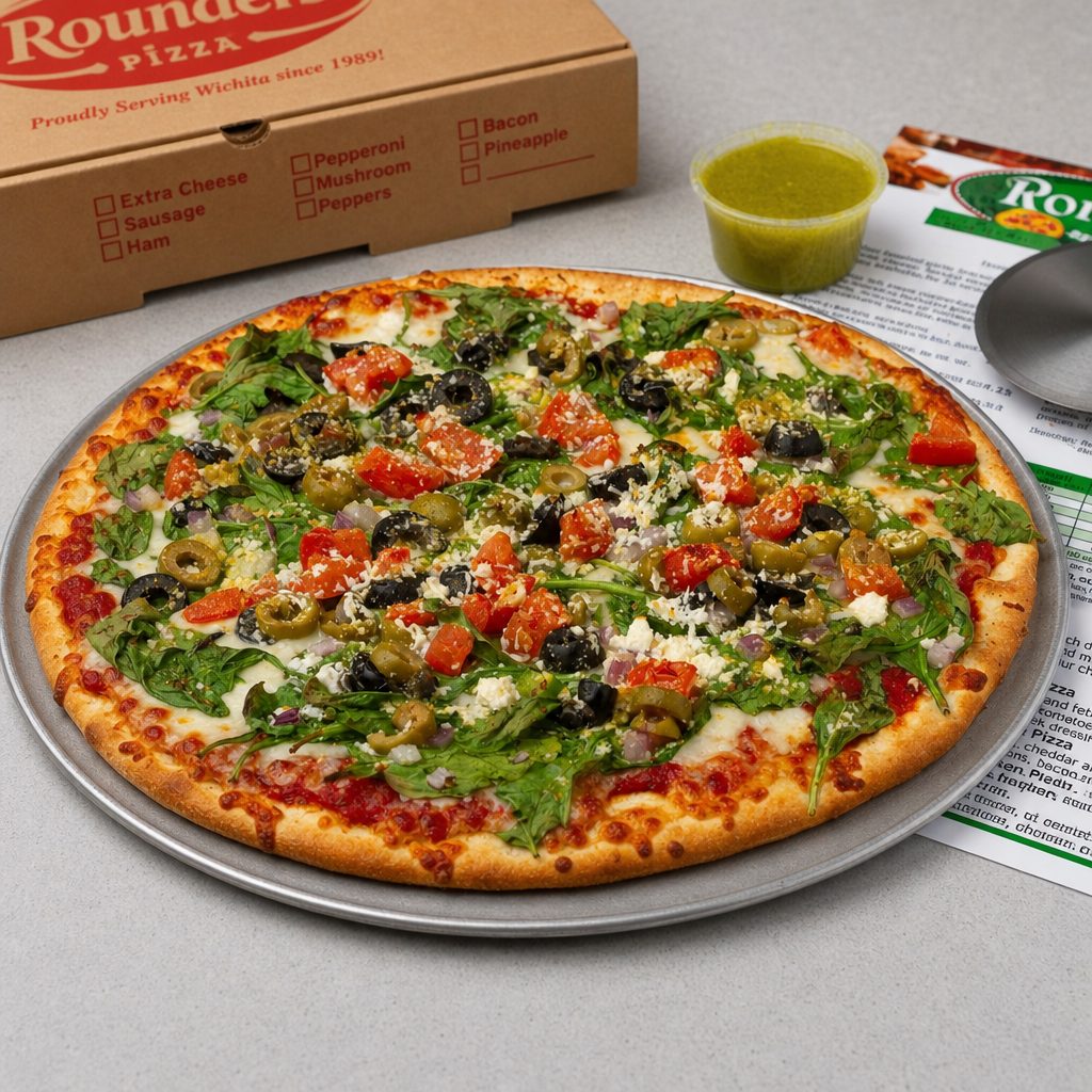 Greek Spinach Pizza.