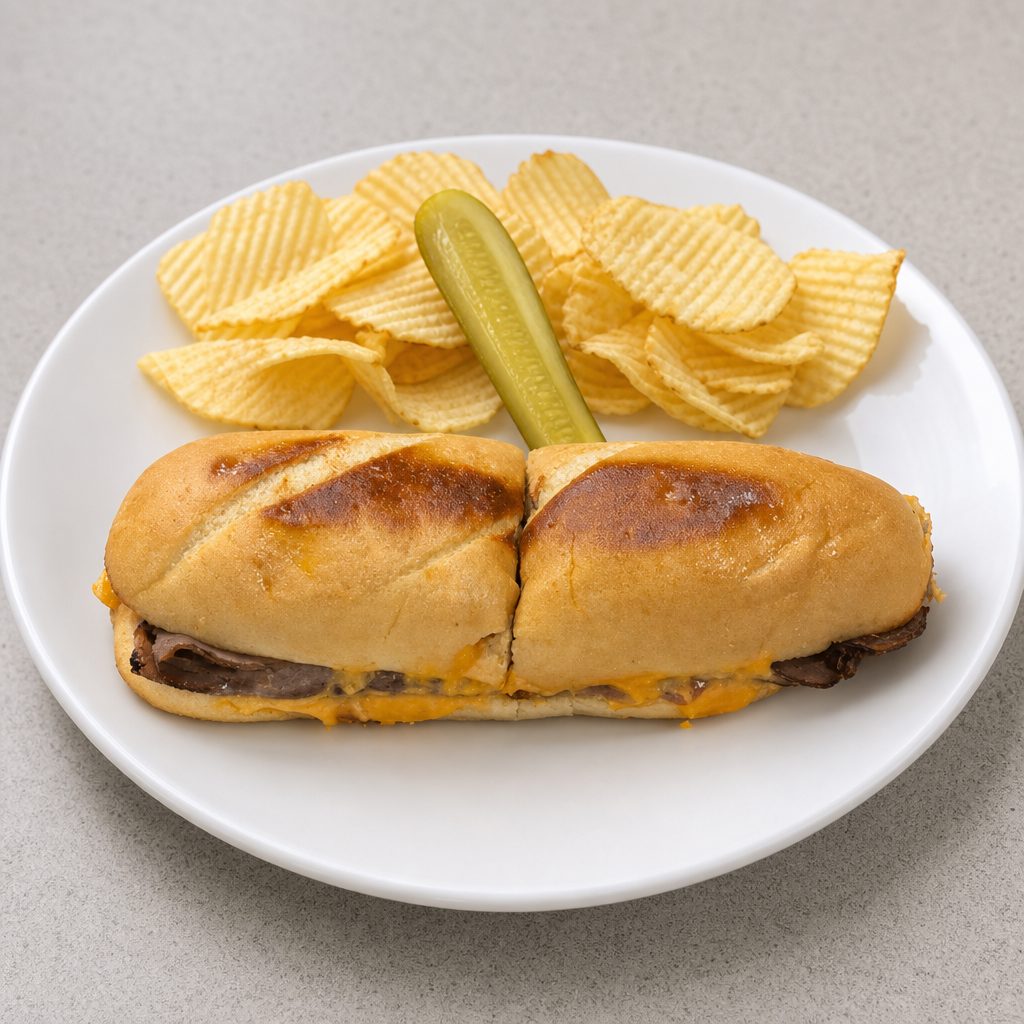 B.B.C. Beef Bacon and Cheddar Sandwich.